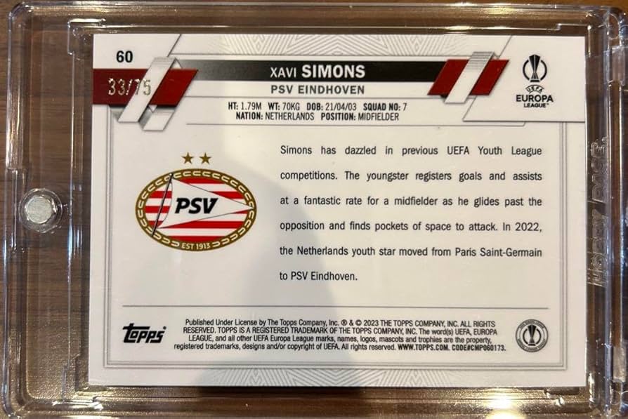 Amazon.co.jp: toppsサッカーカード シャビシモンズ PSV 75枚